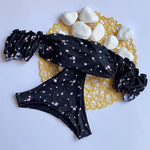 Sexy Ruffled Frill Off Shoulder Bikini Women Swimwear Female Swimsuit Two-pieces Bikini Set Ribbed Bathing Suit Swim Beach Wear