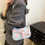 Fashion Women's Handbags Denim Stars Pattern Cool Girls Underarm Bag Female Small Shoulder Hobo Bags Chain Tote Bag