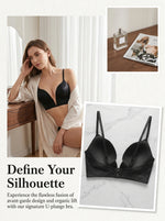 Women U-Plunge Bra Sexy Deep V Sexy Lingerie Push Up Bra Black Underwear U055