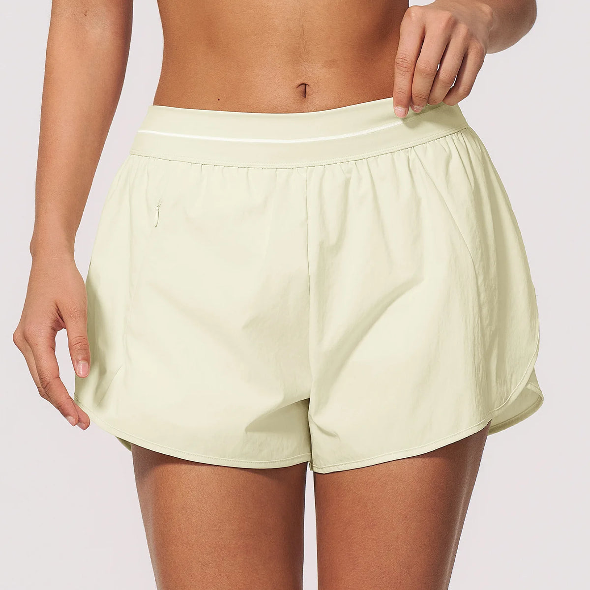 New Brushed Sports Shorts Women High Waist Fake Two Pieces of Anti Glare Shorts Leggings Casual Loose Pocket Fitness Sportwear