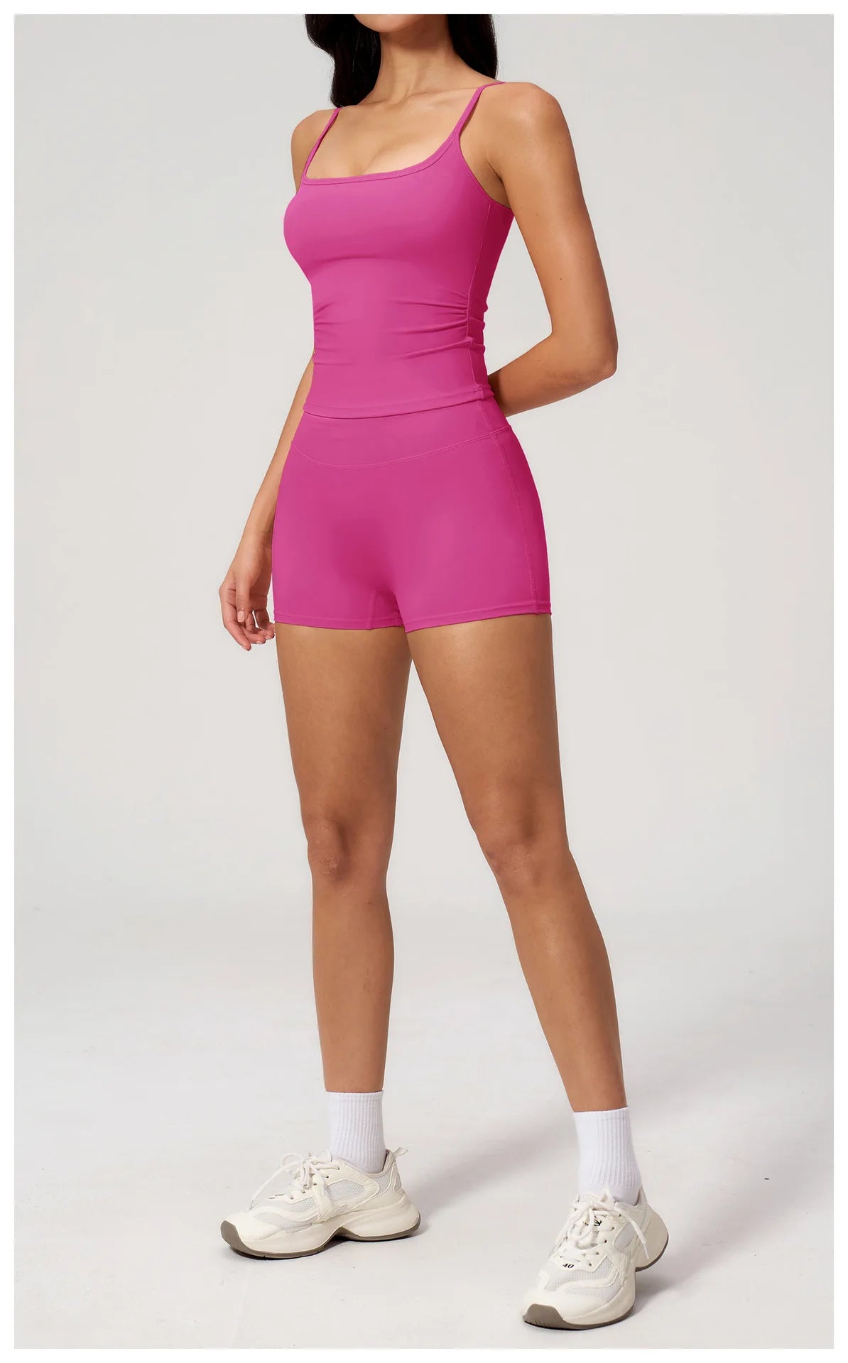 2 Piece Shaved Yoga Sets Women Hip Lifting Shorts Fitness Suit Outdoor Leisure Running Slimming Sports Vest Workout Tracksuit