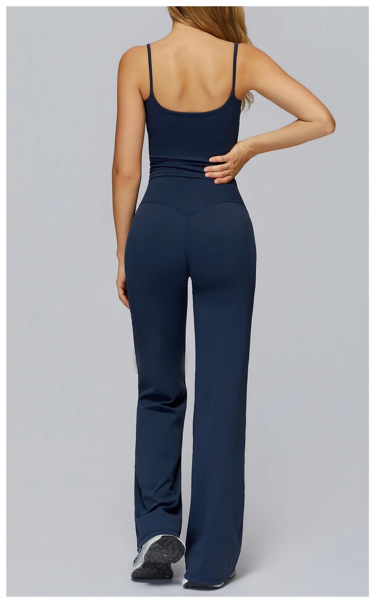 Yoga Suit Gym Fitness Set Hanging Neck Slim Sports Tank Top High Waist Wide Leg Pants Tracksuit Outdoor Running Athletic Wear