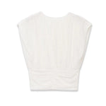 Fashionable Casual Solid Color Pleated Knit Top White Pleated Short Sleeve Blouse Waist Elegant Summer Top For Women Wear R6ZV