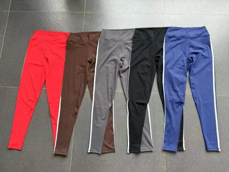 Women High Waist Yoga Pants Leggings - Seamless Color Block Fast-Dry Breathable Gym Running Fitness Tights Butt Lifting Effect