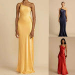 Spring Summer Slim Off Shoulder Evening Dresses Women Solid Color Slant Collar Backless Package Hip Bodycon Party Dress Female