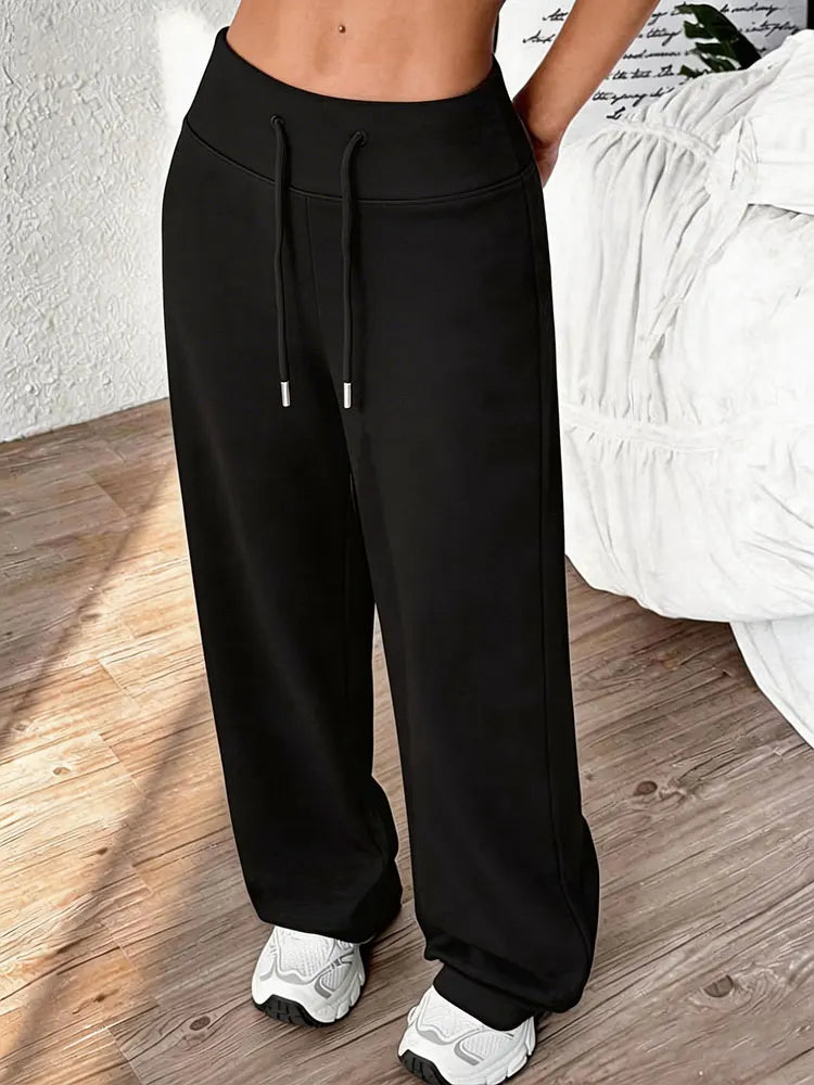 2026 New Casual Wide Leg Yoga Joggers Drawstring Sport Pants Naked Feeling High Stretch Outdoor Loose Sports Pants Spring Style