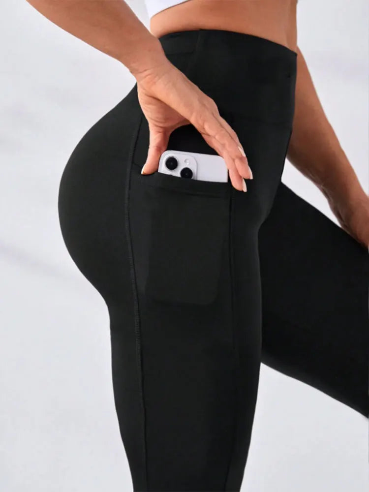 Women's High-Waisted Yoga Pants with Pockets, Butt-Lifting Tummy-Control Workout Running Leggings,Plus Size Clothes,Pants|Capris