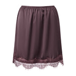 Womens Casual Stylish High Waist Short Skirts olid Color Satin Lace Trim Mini Skirt for Daily Life Club Party and More