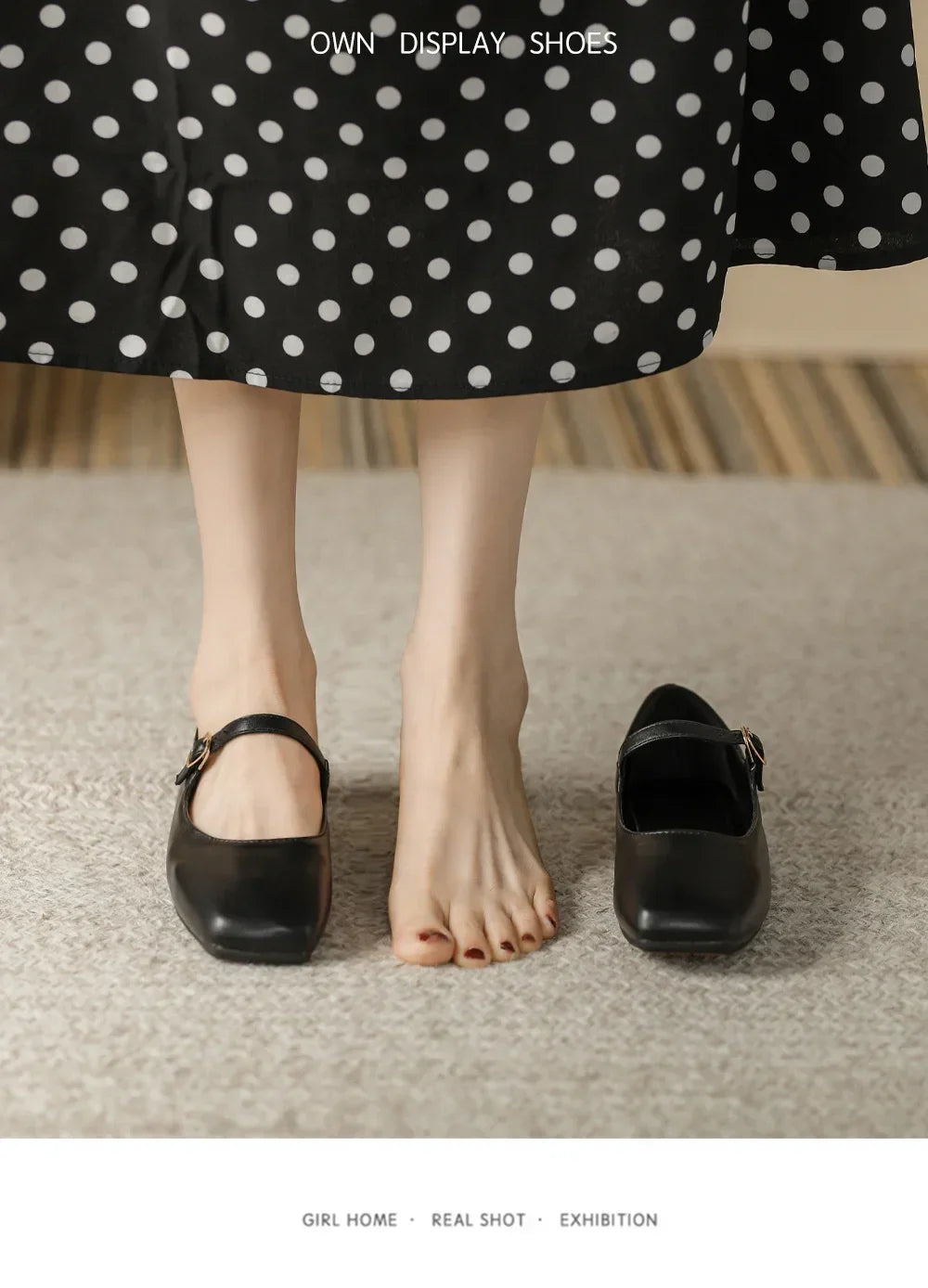 2025 Elegant Woman Square Toe Lolita Lady Barefoot Boat Gold Flats Elegant Soft Sole Ballerina Party Mary Jane Shoes