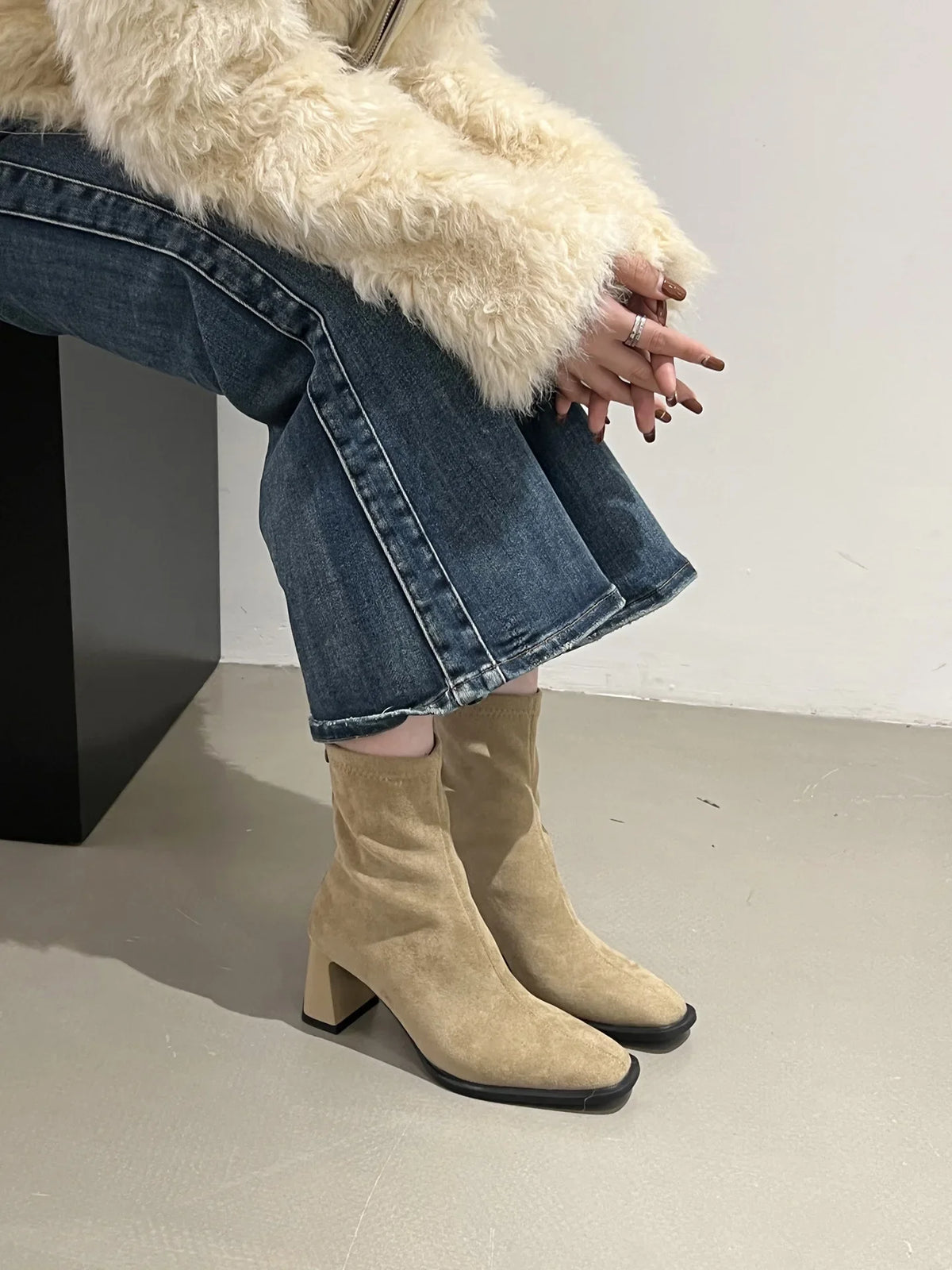 Vintage Thick Heel Square Toe Women Ankle Boots Ladies Elegant Mordern Short Botas Autumn Winter Zapatos De Mujer 2026