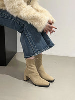 Vintage Thick Heel Square Toe Women Ankle Boots Ladies Elegant Mordern Short Botas Autumn Winter Zapatos De Mujer 2026