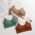 Women Lace Bra Comfort Top Seamless Underwear Removable Pads Female Wireless Bralette Ladies Sexy Lace Trim Lingerie