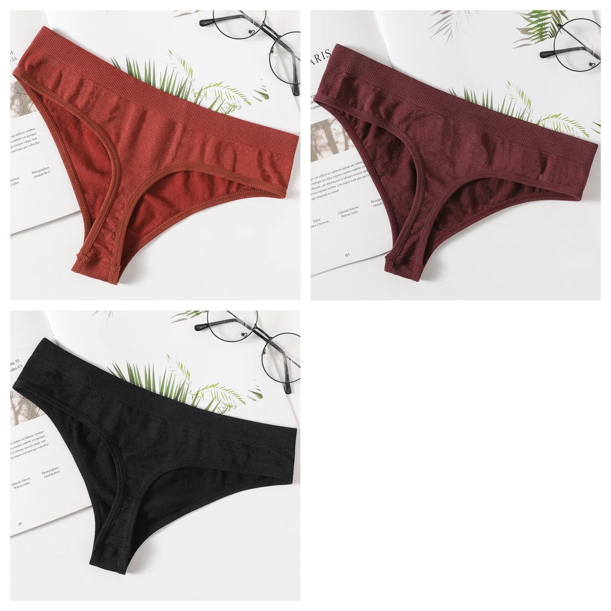 3Pcs/Set Thongs Women's G-String Sexy Female Seamless Underwear Breathable Panties Soft Sexy Lingerie Comfort Intimate