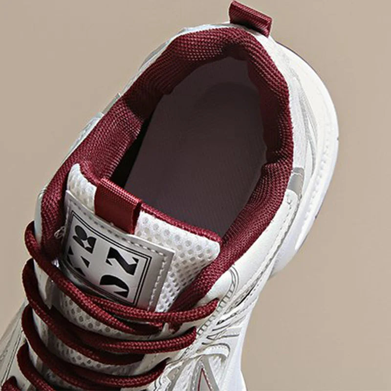Breathable Mesh Running Sneakers Women Spring Autumn Fashion Mix Color Platform Sports Shoes Woman Lace Up Non Slip Shoes Female