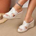 Summer Bobo Beach Mules Slipper Leisure White Espadrille Wedge Slide Sandals Slip On Platform High Heel Women Shoes EUR Size 45