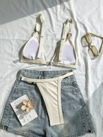 Sexy Khaki Patchwork Micro Bikini 2026 Women Brazilian Push Up Bra Metal Circle Thong Swimsuit Bathing Suit Holiday Swimwear
