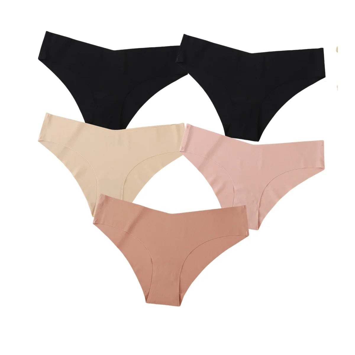 5Pcs/Set Women Panties Seamless Classic Briefs Female V-waist Underpants Soft Ice Silk Panties Sexy Lingerie Low-Rise Underwear