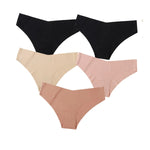 5Pcs/Set Women Panties Seamless Classic Briefs Female V-waist Underpants Soft Ice Silk Panties Sexy Lingerie Low-Rise Underwear