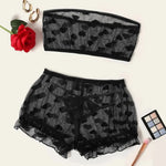 Strapless Bra Set Women Intimates Sheer Gauze Ruffles Lingerie Set Sexy Underwear Fancy Temptation Erotic Lingerie Bikini