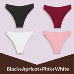 4Pcs Women's Cotton Briefs Seamless Women Sexy Panties Intimates Solid Color Breathable Underwear Female Low Waist Soft Lingerie