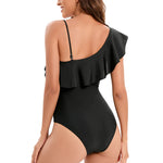 2025 Women's Ruffled One Piece Swimsuit Femme One Shoulder Backless Bathing Suit Sexy Monokini Beachwear Female Bodysuit