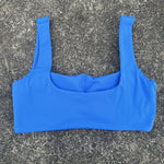 Solid Color Butter Square collar Soft Gym Yoga Underwear Women Hollow back shoulder strap Fitness Vest sport Bra Top With pad
