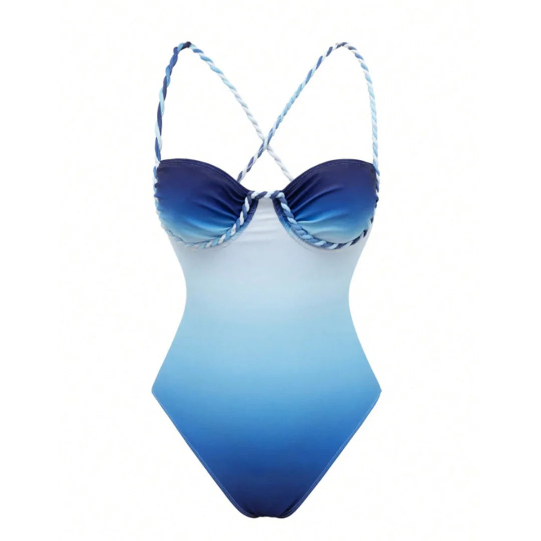 S - XL New With Skirt Underwired Cross Back Women Swimwear One Piece Swimsuit Female High Leg Cut Bather Bathing Suit Swim V7859