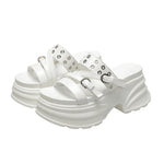Summer Silver Chunky Platform Sandals Women Fashion Buckle Thick Bottom Slippers Woman Punk Wedges High Heels Sandalias Mujer