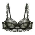 Logirlve Ultrathin Bra Transparent Brassiere Sexy Underwear Plus Size Cup Embroidery Women Lingerie Lace Bras Hollow out