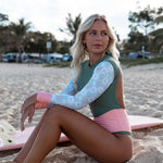 2024 Women One Piece Swimsuit Surfing Sport Swimsuit Long Sleeves Swimwear Print Monokini Bathing Suit Tropical Bodysuit Female