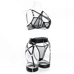 Toucheart Sexy Floral Embroidery Underwear Steel Ring Bra Lace Mesh Sexy Webbing Hollow Waistband Hanging Erotic Lingerie Suit