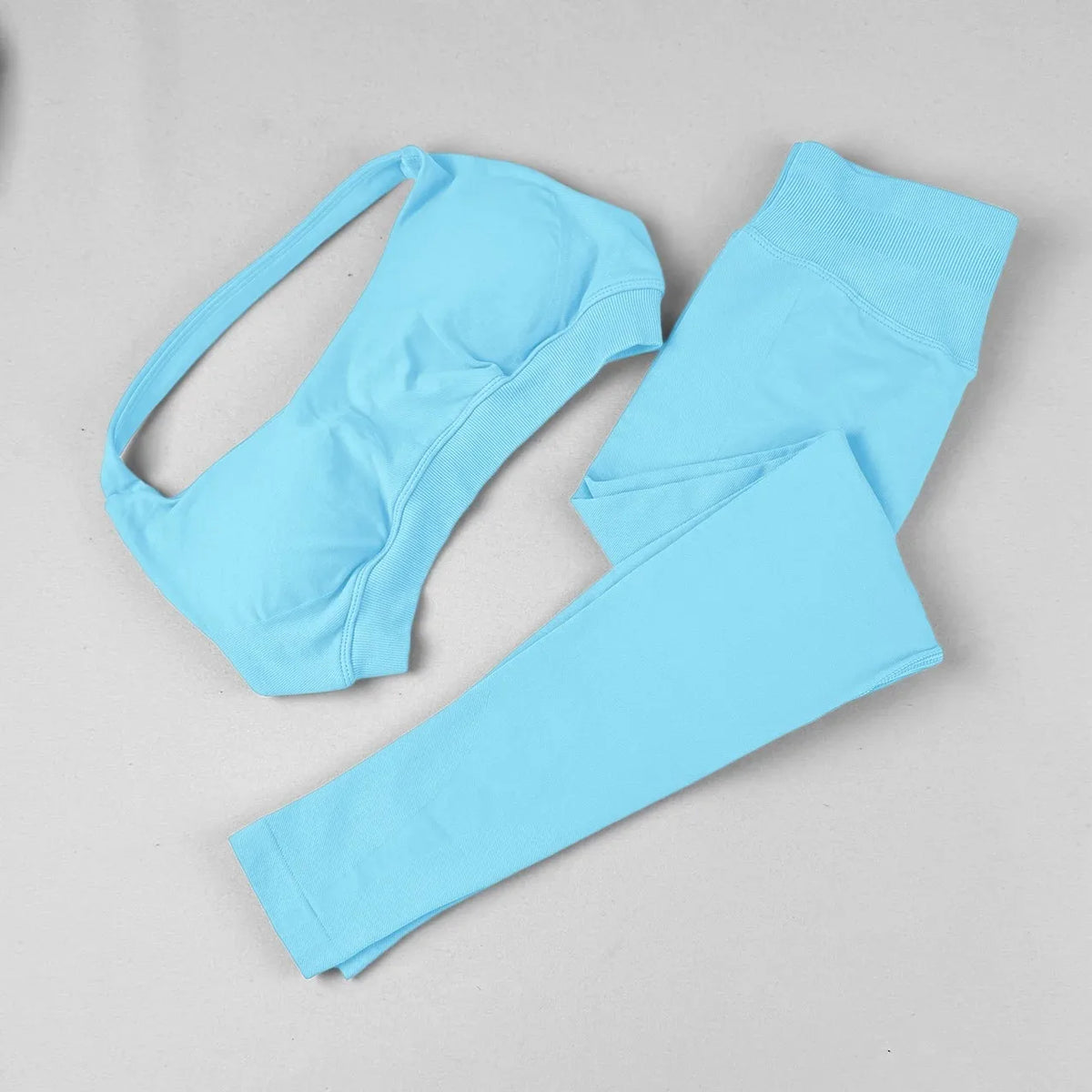 STOUREG Open Back Yoga Bras Pants Sets Seamless 2pcs Sculpt Sports Leggings Gym Halter Crop Tops Hip Lift Push Up Workout Tights