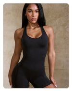 Seamless Yoga Jumpsuit Sleeveless Shorts One Piece Yoga Suit Sexy Cutout Backless Top Women Playsuit Gym Summer Workout Clothes