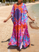 2026 New Colorful Kaftan Tunic Beach Dress Beach Wear Beachwear Beach Cover Up Cover-upsLoose Maxi Dress Female Women V4428