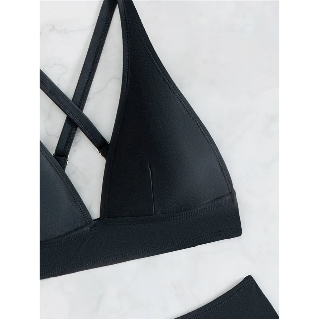 S - XL Cross Back Mini Micro Thong Bikini Female Swimsuit Women Swimwear Two-Pieces Bikini Set Bather Bathing Suit Swim V5022