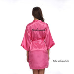 New Bathrobe Bride Satin-Silk Robe Women Bridal Party Sister Team Mother Shower Gift Bridesmaid Wedding Short Robes YE7883