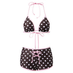 Women Bikini Sets Tie-up Halter Bra Tops and Swim Shorts Casual Bathing Suits for Beach Pool Female 2 Piece Swimsuits