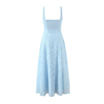 French Style Square-neck Strapless Long Dress With A Large Hem Designed With Cut-out Details Slim Fit Waist-cinching Casual 515K