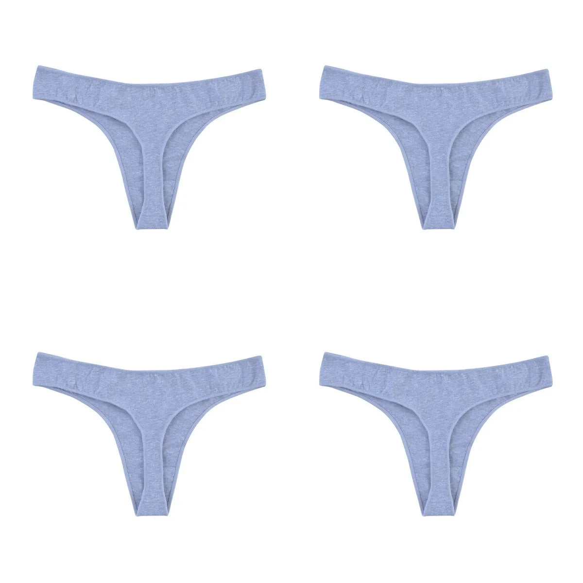 4Pcs/Set Cotton Panties Women Low-Rise Thong G-string Solid Breathable Stretchy Underwear Ladies Sexy T-back Lingerie M-XL