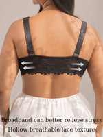 Wide Strap Lace Women Bra Front Closure Underwire Push Up Brassiere Plus Size C D E Cup Breathable Back Lingerie