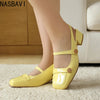 Plus Size Slingback Mary Jane Pumps Square Block Heel Single Strap Metal Button Patent Glitter Multi Color Vintage Party Heels