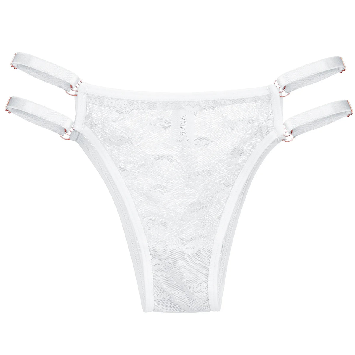 Love Letter Print Women Briefs Mesh Transparent Ring Buckle Adjustable Hollow-out Underwear Low-waist Panties String Lingerie