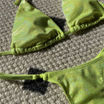 Halter Glitter Sparkling High Leg Cut Bikini Women Swimwear Female Swimsuit Two-pieces Bikini Set Bather Bathing Suit Swim V5102