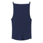 Women's Fashion Halter Neck Top Solid Color Round Neck Women Ribbed Slim Fit Wide Strap Sleeveless Top Casual Basic Tops WCQ7
