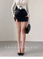 Mature Pure Desire Sexy High Waist Hip Slit Anti-Exposure Bodycon PU Leather Mini Skirt Fashion Sexy Women Mini Skirts 99JO