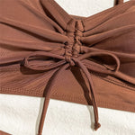 Wrinkled Knotted Shorts High Waist Bikini Female Swimsuit Women Swimwear Two-Pieces Bikini Set Bather Bathing Suit Swim V6197