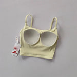 Women's yoga sports bra, small camisole vest integrated fixed gathering sports and fitness bra
