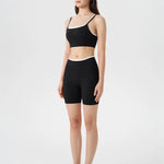 Women's 2-piece Yoga Set Fake Two-Piece Color-Block White Stripe Camisole Running Sports Bra Shorts Yoga Outfit Set