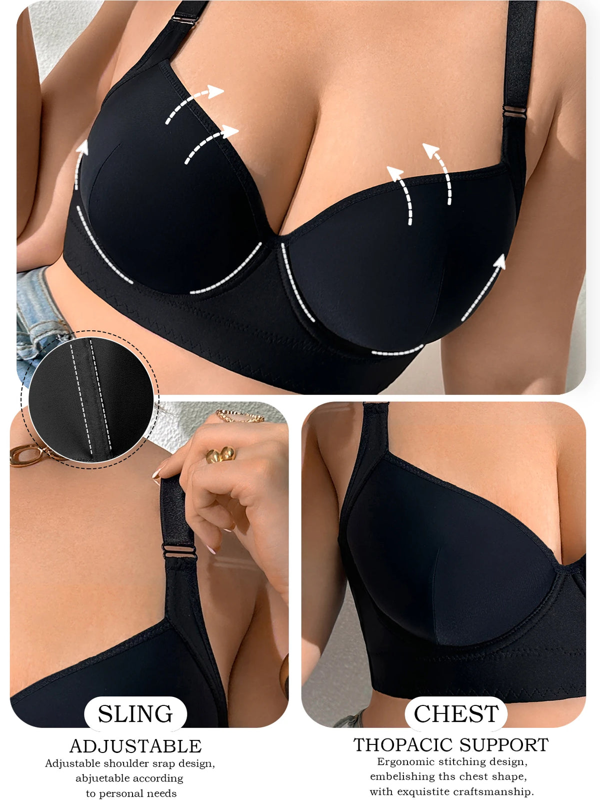 Push up Bra for Women Solid Color Plus Size Bras Thin Cup Underwire Bra Sexy Brassiere B C D E Cup