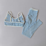 2PCS High Waisted Sports Bra Set with Contrasting Small Suspender Tight Fitting Hip Lifting Training Bra And Pants
